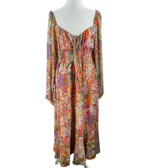 Hutch NWT McVie Floral Chiffon Midi Dress Size Medium - Picture 5 of 8